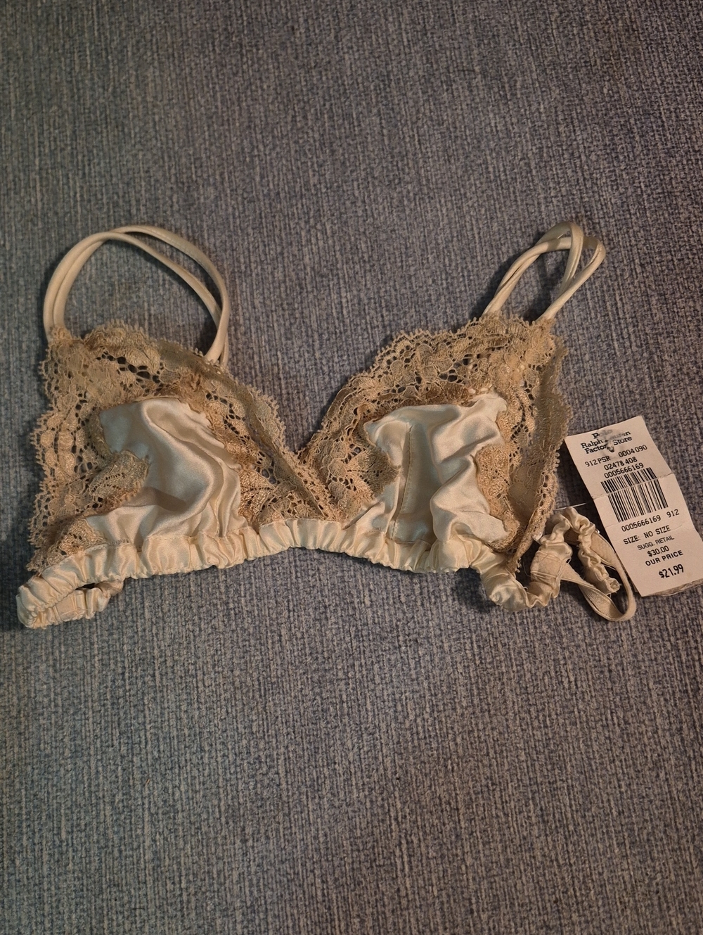 Polo by Ralph Lauren Cream Lace-Trim Satin Bralette